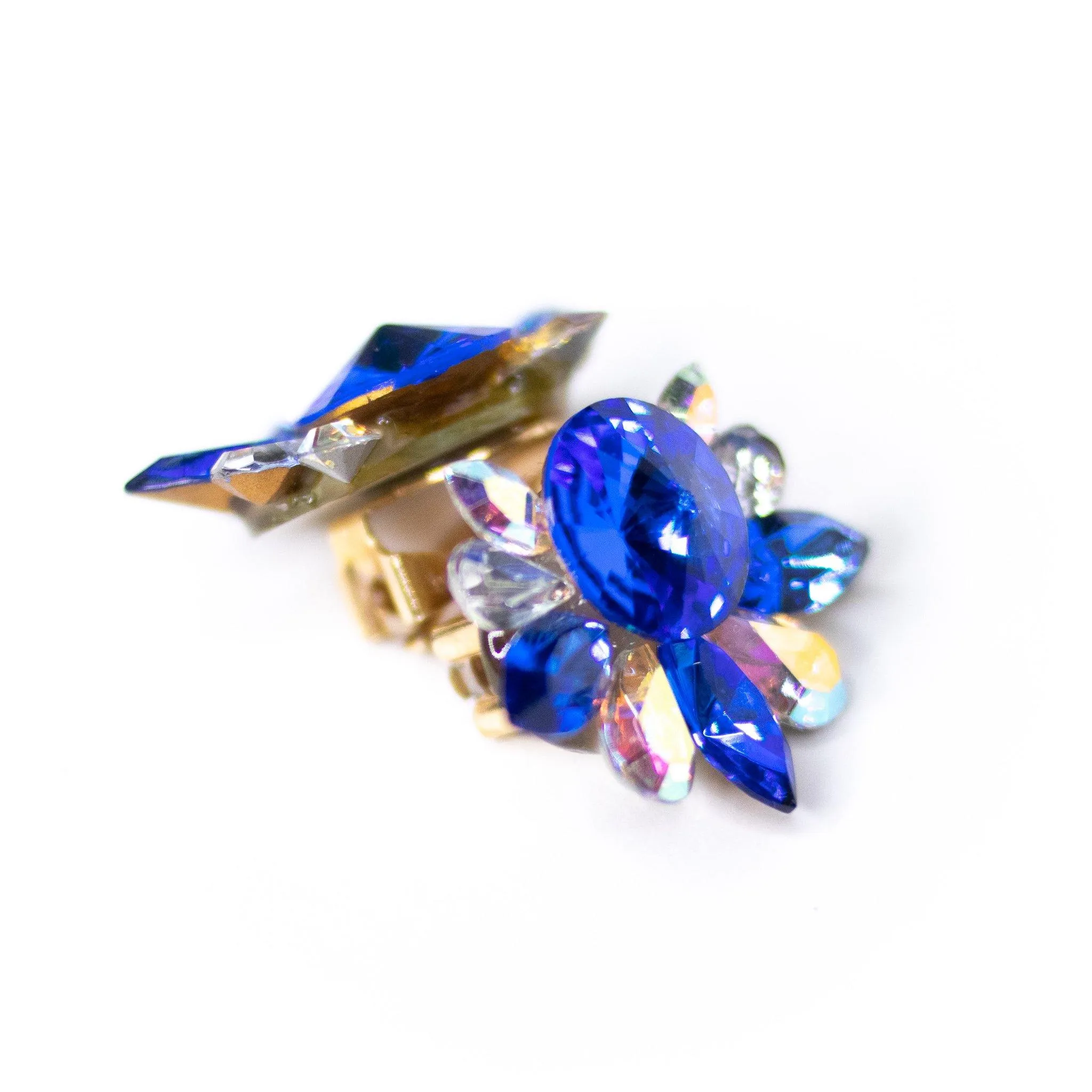 Vintage 1980s Blue and Aurora Borealis Statement Earrings