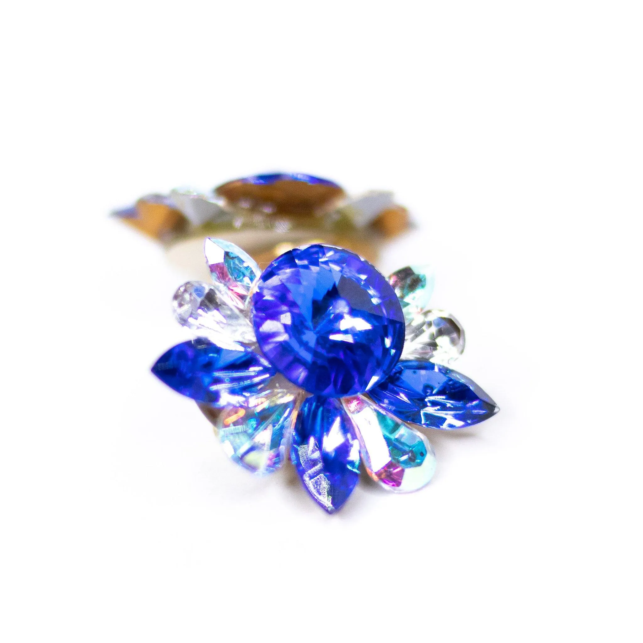 Vintage 1980s Blue and Aurora Borealis Statement Earrings