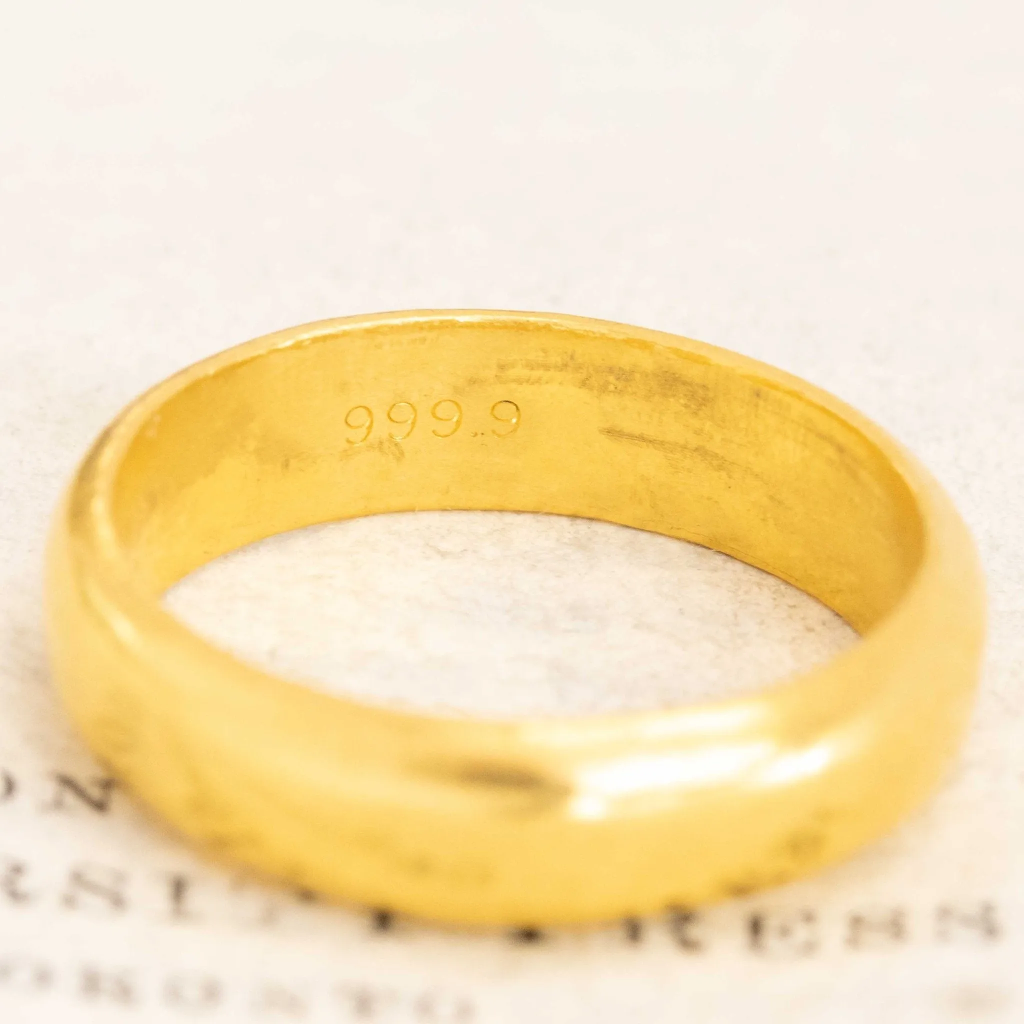 Vintage 24kt Wide Gold Band, 5.7mm