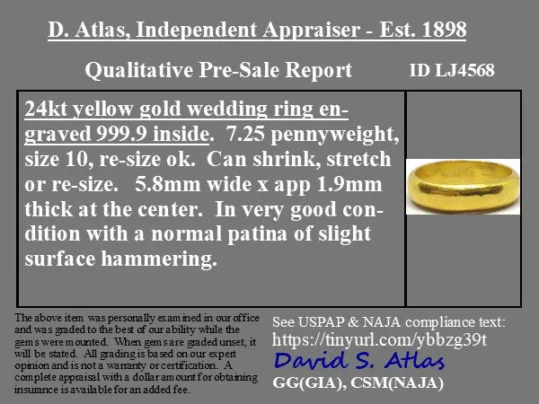 Vintage 24kt Wide Gold Band, 5.7mm