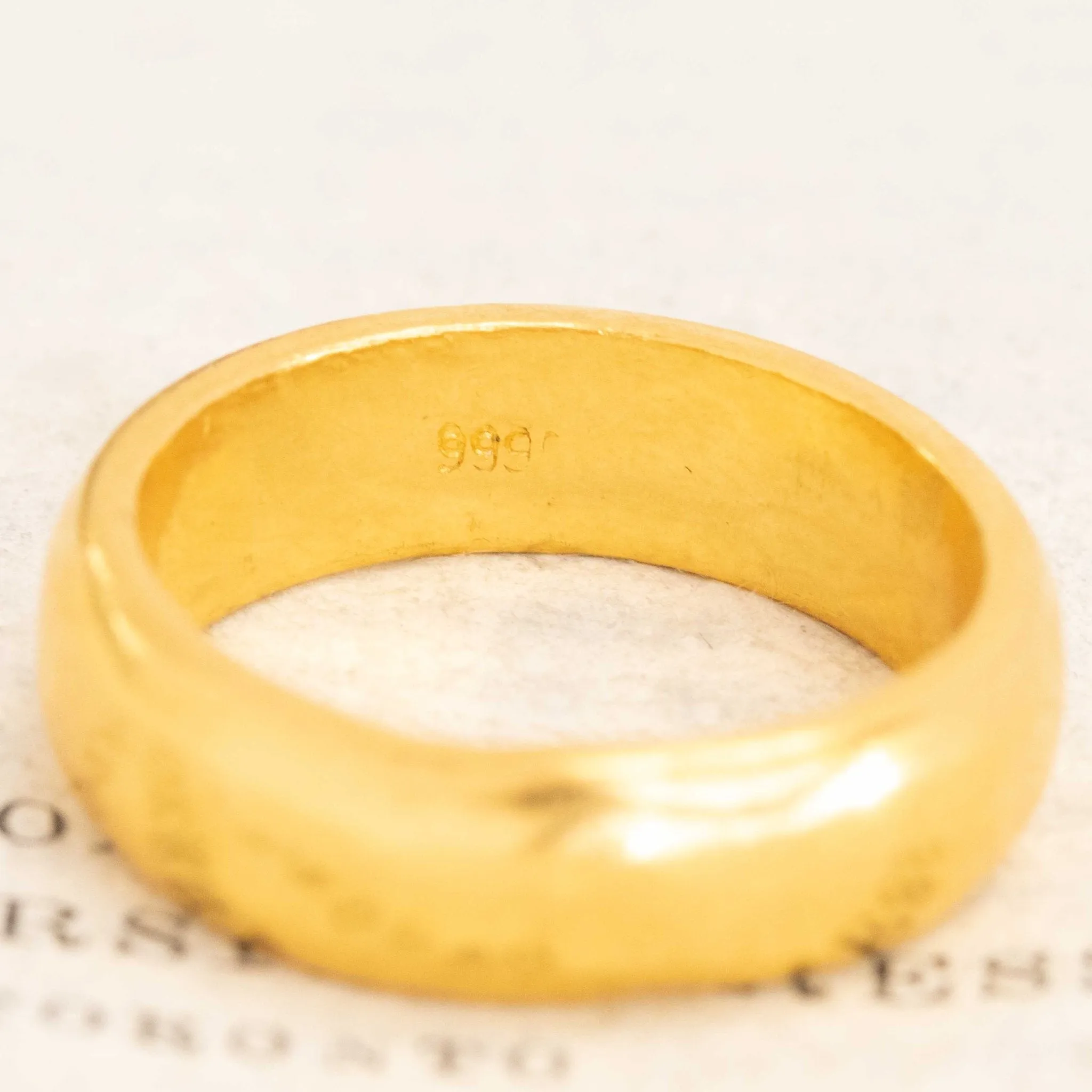 Vintage 24kt Wide Gold Band, 6.33mm