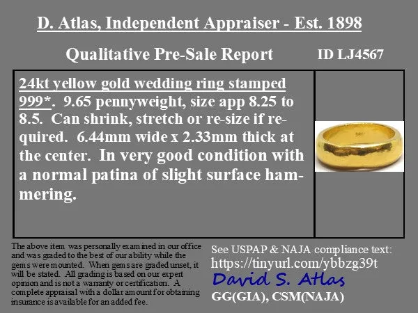 Vintage 24kt Wide Gold Band, 6.33mm