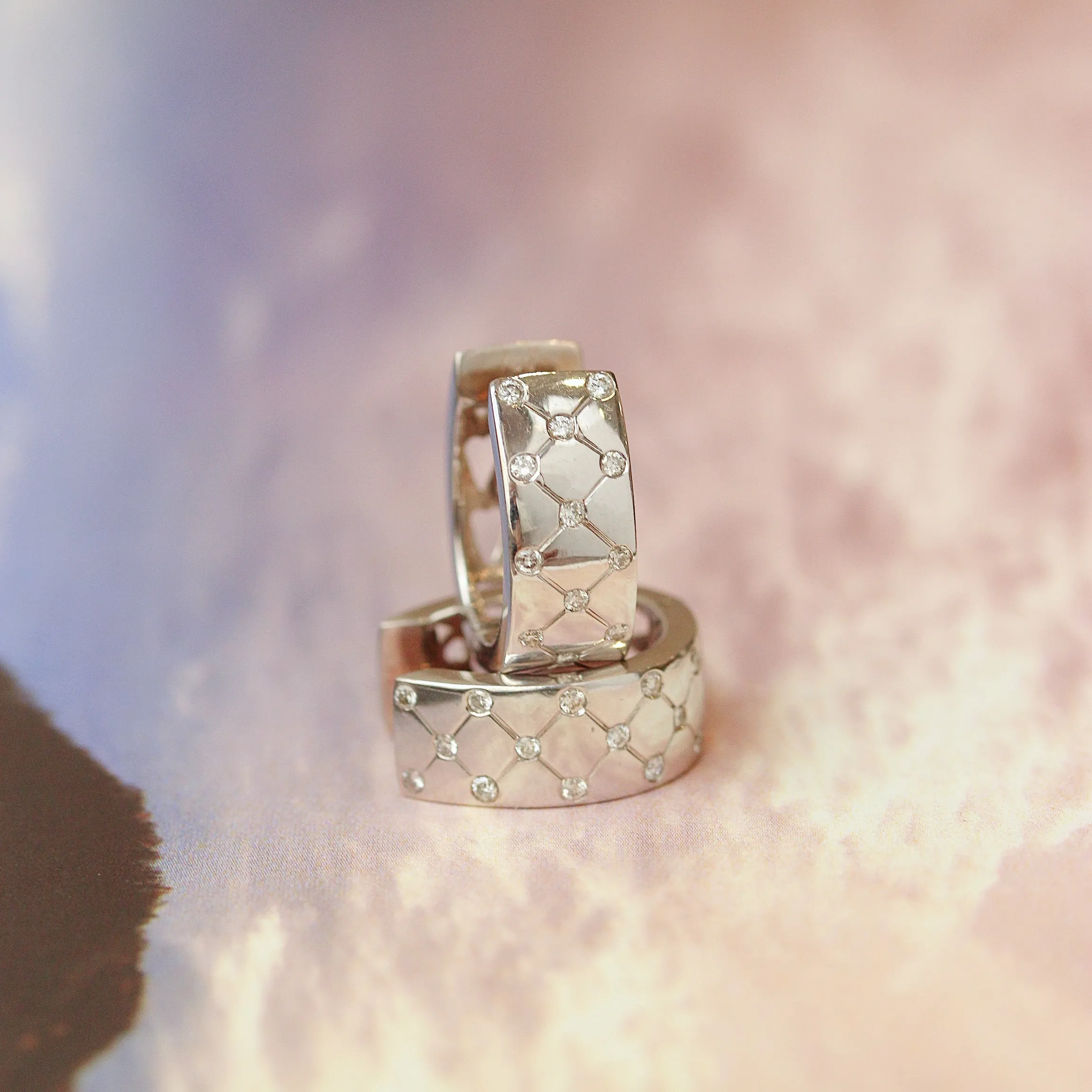 Vintage Diamond Huggy Earrings, 18k