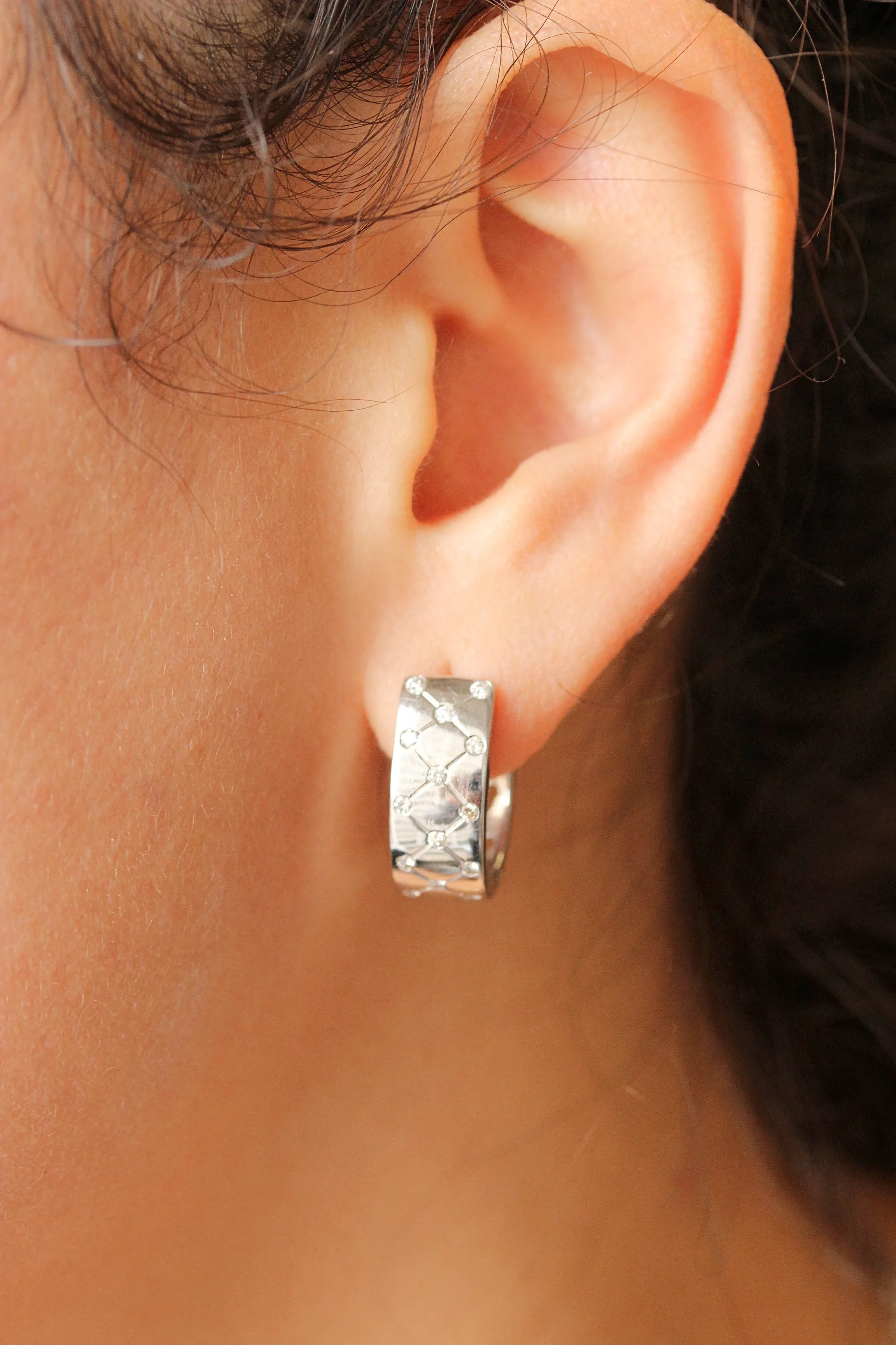 Vintage Diamond Huggy Earrings, 18k