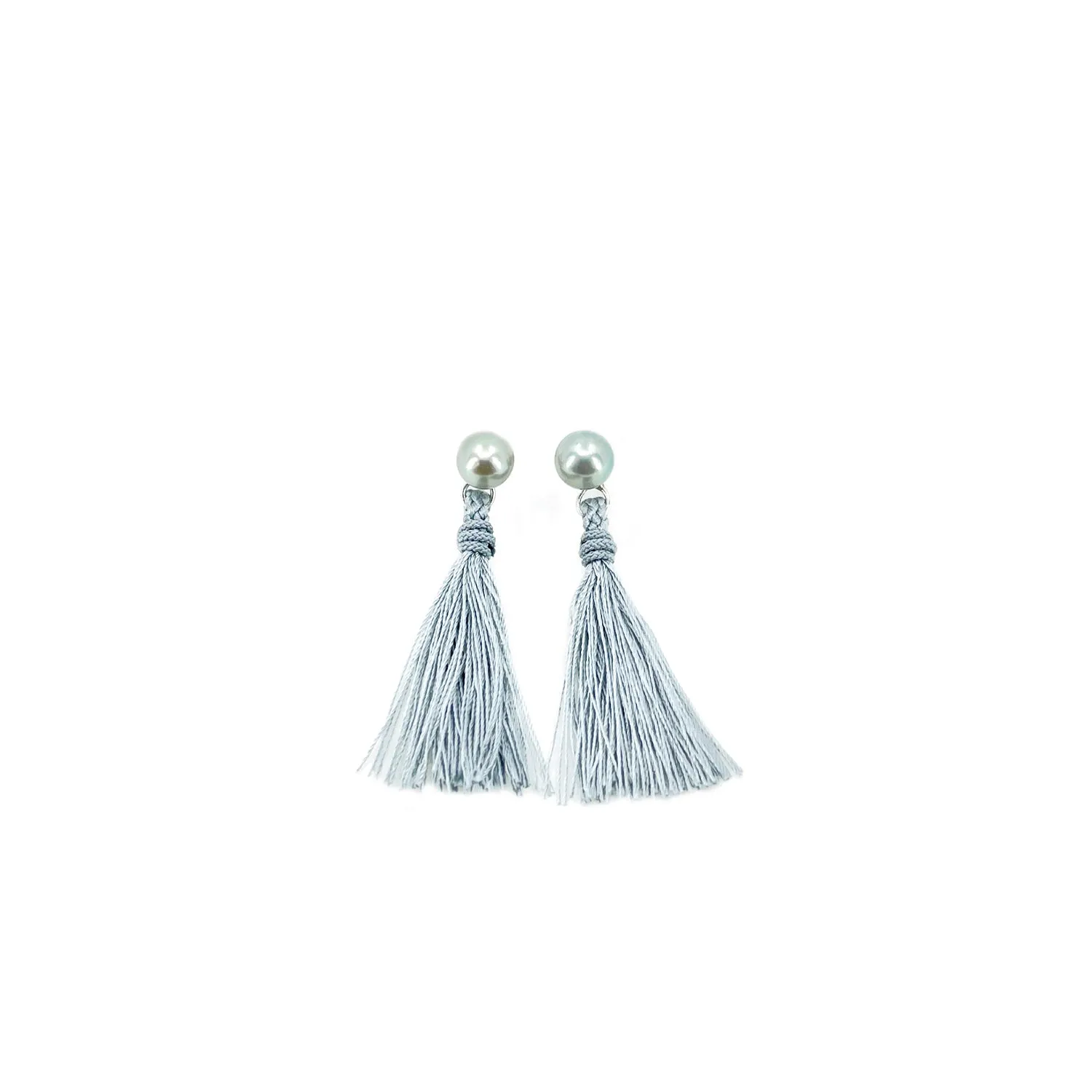 Vintage Modern Blue Akoya Saltwater Cultured Pearl Pierced Earrings- Sterling Silver