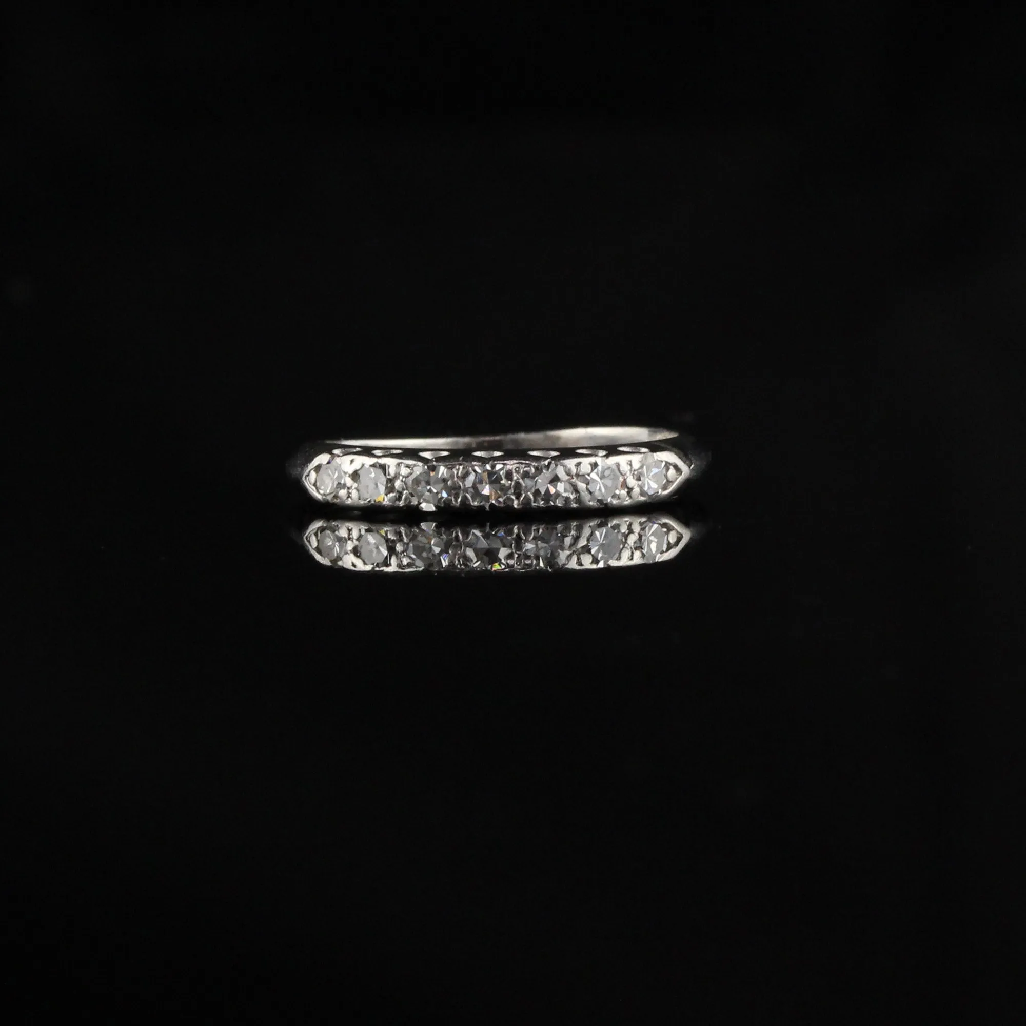 Vintage Retro Platinum Hammerman Brothers Diamond Half Eternity Band Ring