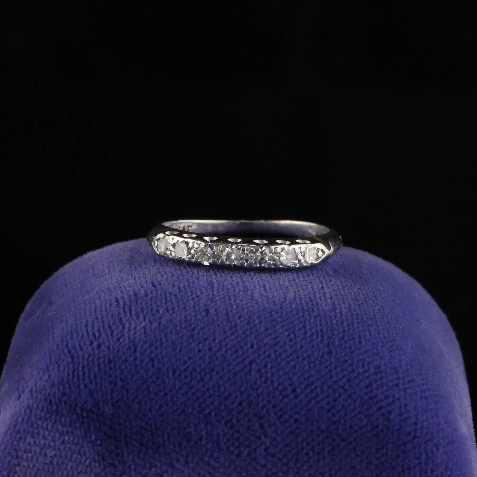 Vintage Retro Platinum Hammerman Brothers Diamond Half Eternity Band Ring