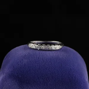 Vintage Retro Platinum Hammerman Brothers Diamond Half Eternity Band Ring