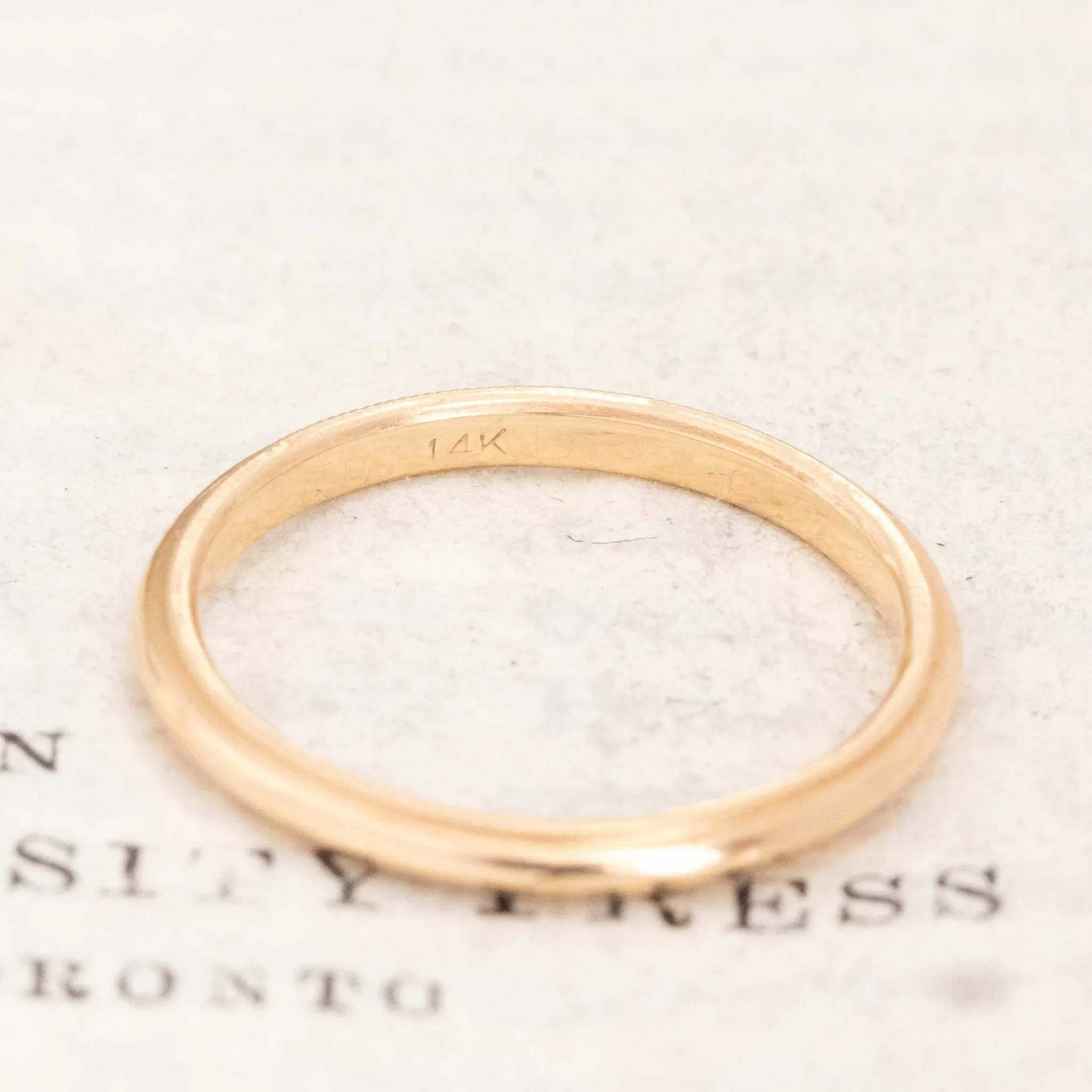 Vintage Slim Wedding Band, with Milgrain