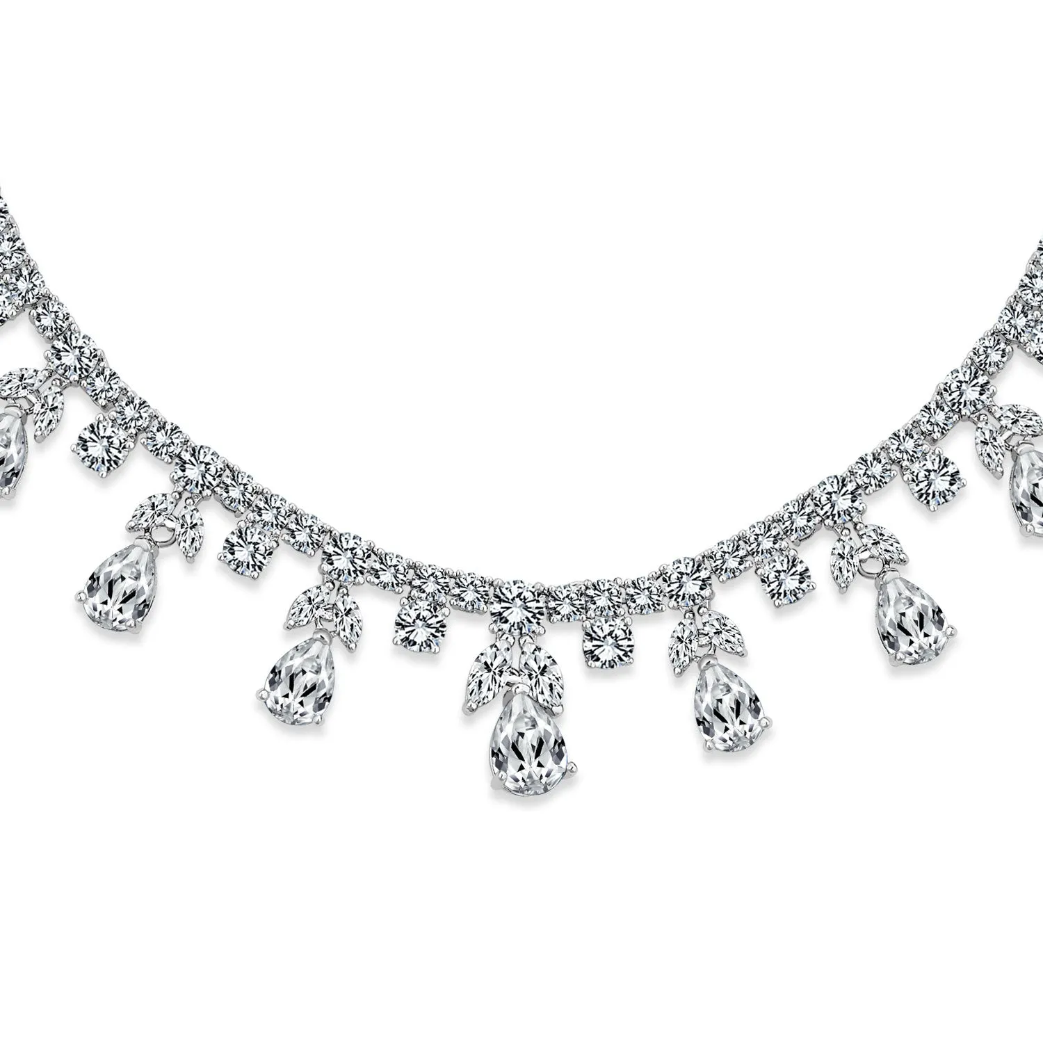 Vintage Teardrop Cubic Zirconia Necklace & Earrings Jewelry Set for Bridal Party