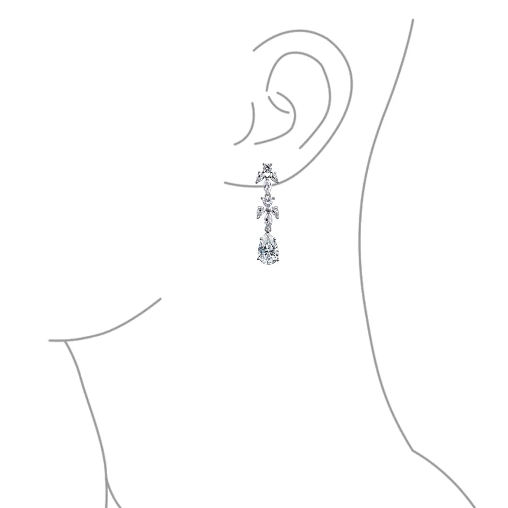 Vintage Teardrop Cubic Zirconia Necklace & Earrings Jewelry Set for Bridal Party