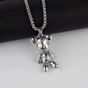 Violent Bear Titanium Steel Necklace Hip Hop Limbs Movable Pendant Charm Love Pr