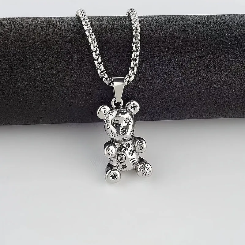 Violent Bear Titanium Steel Necklace Hip Hop Limbs Movable Pendant Charm Love Pr