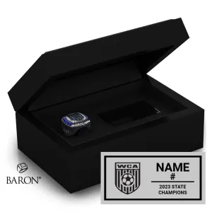 Washington Christian Academy Soccer 2023 Championship Black Standard Window Ring Box