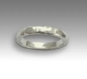 Wedding band, Men's simple band, hammered band, sterling silver ring, unisex band, shiny band, simple band, unisex  - eternal love R0900H