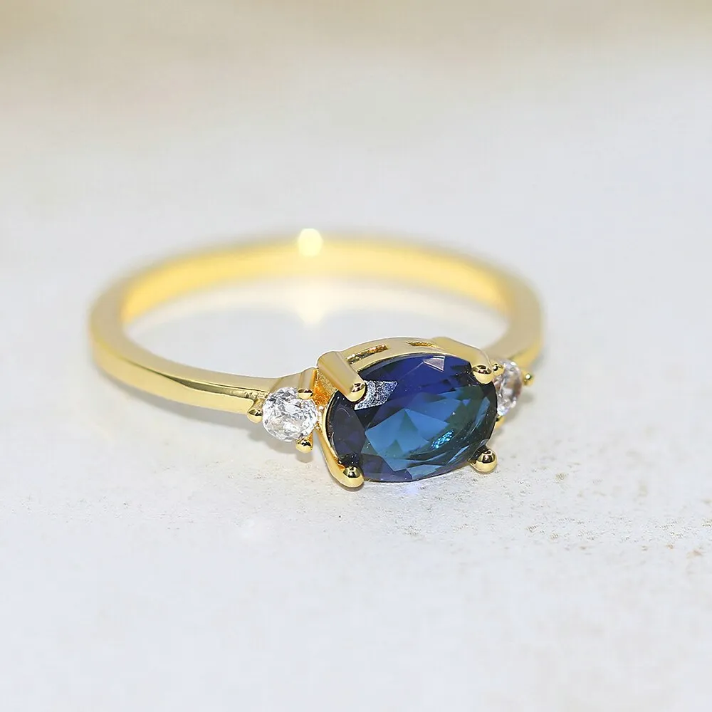 Wedding Dating Ring For Women Simple Solitaire Ring With Oval Candy Stone Zircon Gold Color Engagement Gift Fashion Jewelry R865