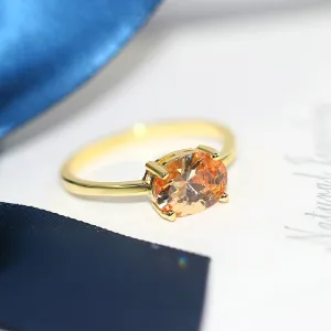 Wedding Dating Ring For Women Simple Solitaire Ring With Oval Candy Stone Zircon Gold Color Engagement Gift Fashion Jewelry R865