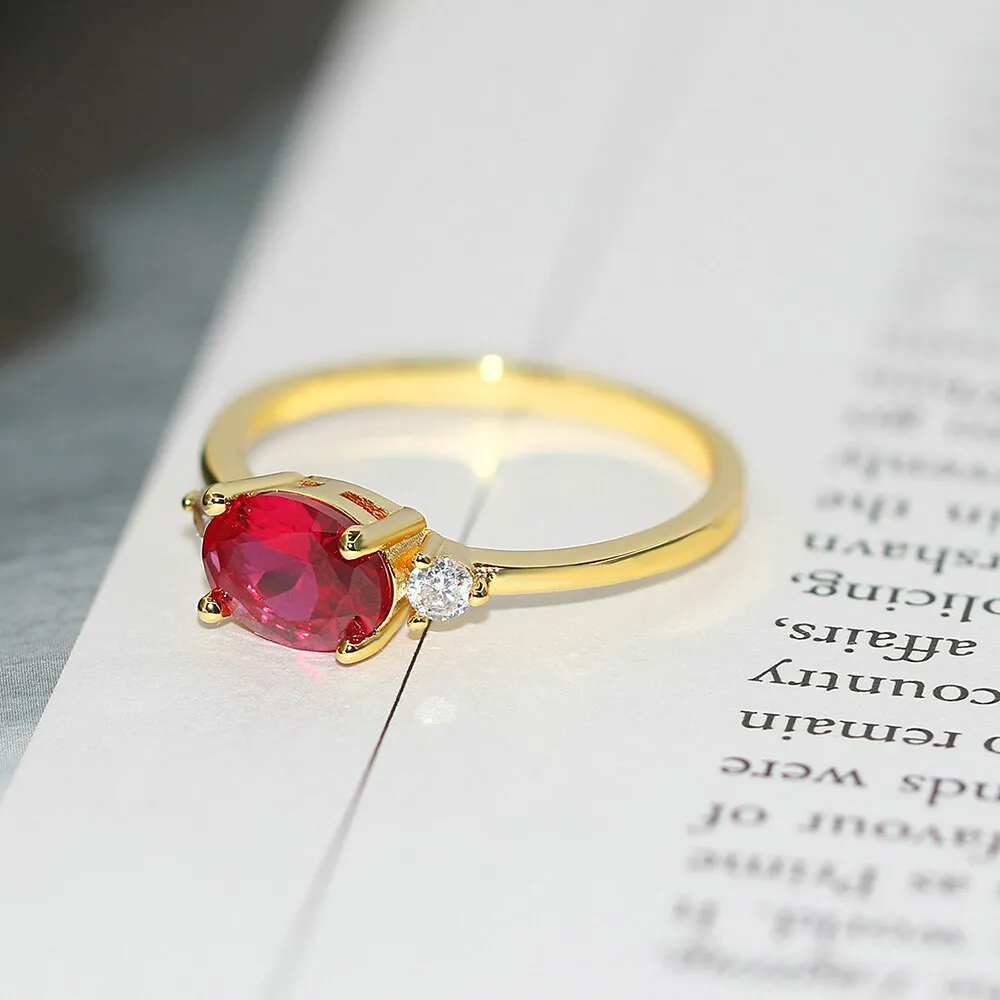 Wedding Dating Ring For Women Simple Solitaire Ring With Oval Candy Stone Zircon Gold Color Engagement Gift Fashion Jewelry R865