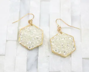 white-gold Dangle earrings, winter white- bride- bridal-