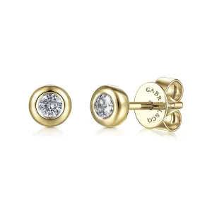 White Sapphire Bezel Set Stud Earrings