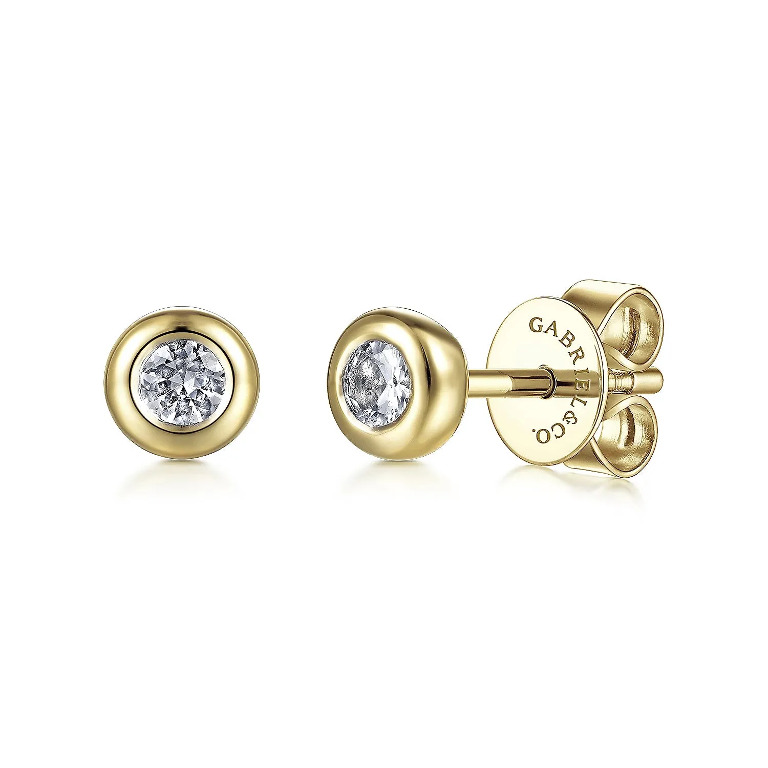 White Sapphire Bezel Set Stud Earrings