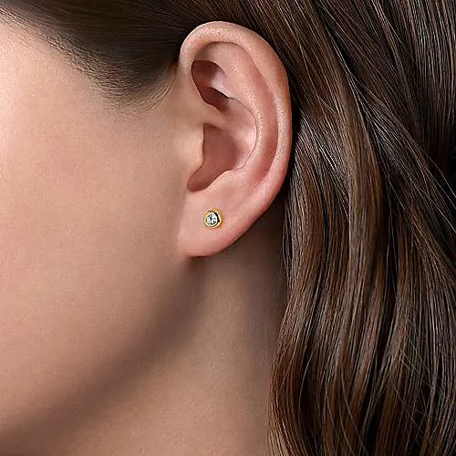 White Sapphire Bezel Set Stud Earrings