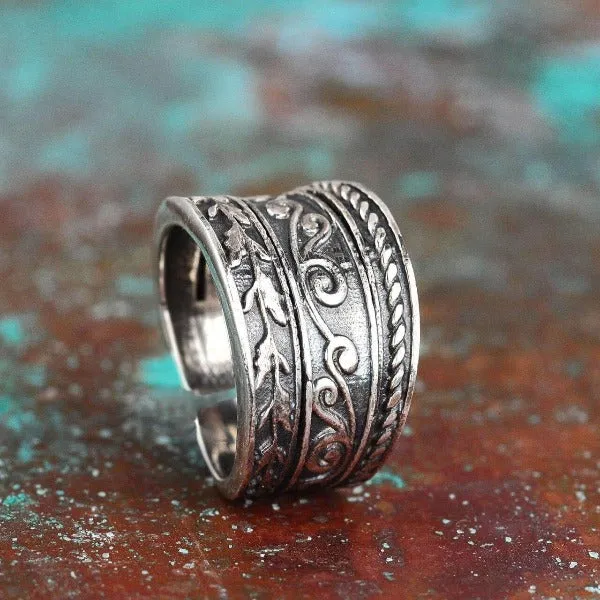 Wide Band Thumb Ring Sterling Silver